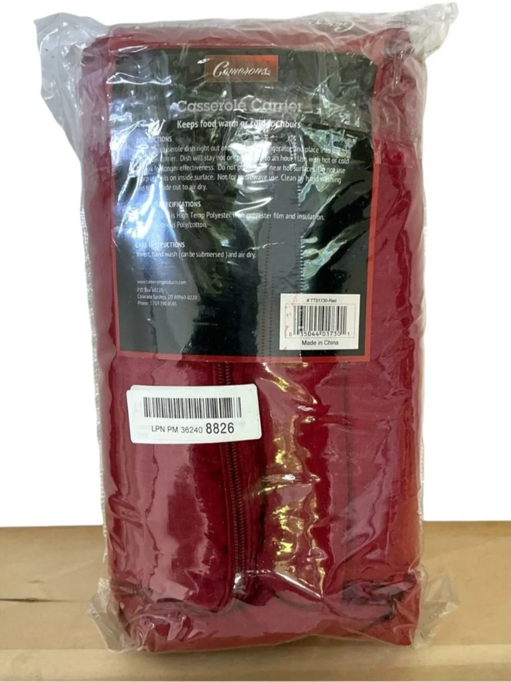 Casserole Carrier Tote High Temp Insulated Fabric Holds up to 11” x 17” Dish